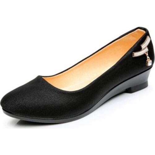 New Autumn Female Shoes Comfort Black Red Diamond Women Office Shoes Low Party Pumps Ladies Work Formal Heels 34-42 Ladies Heels