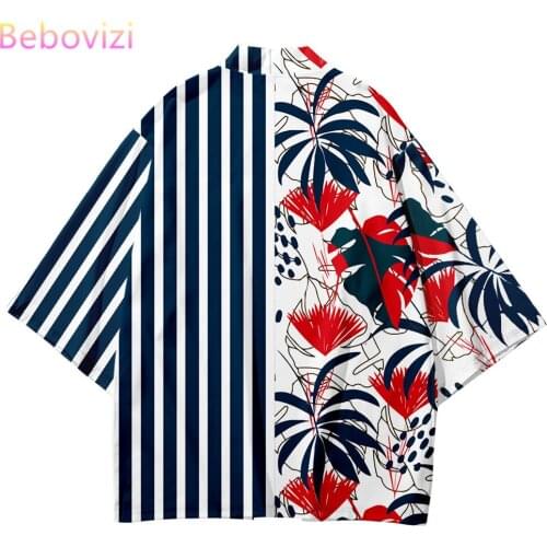 2021 Plus Size XXS-6XL Summer Stripe Loose Japanese Fashion Streetwear Cardigan Robe Women Men Harajuku Haori Kimono Top Yukata