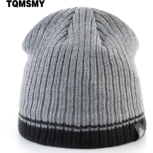 Winter Knitted wool Hats for Men Beanies Plus velvet warm bonnet stripe pattern hat Women Double layer Ski caps Bonnet Skullies
