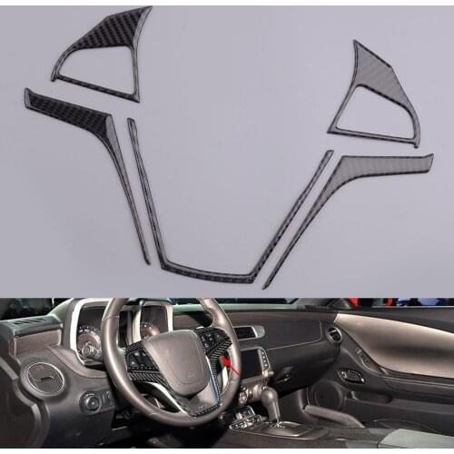 1 Set Carbon Fiber Black Steering Wheel Cover Sticker Trim Fit for Chevrolet Camaro 2013 2014 2015 Car Decoration