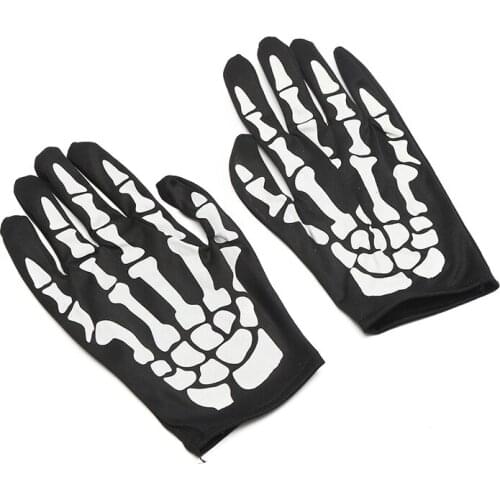 1 Pairs Halloween Gloves Skeleton Goth Horror Skull Claw Bone Cool Full Fingers Gloves Fashion Funny Dispaly Mittens Guantes