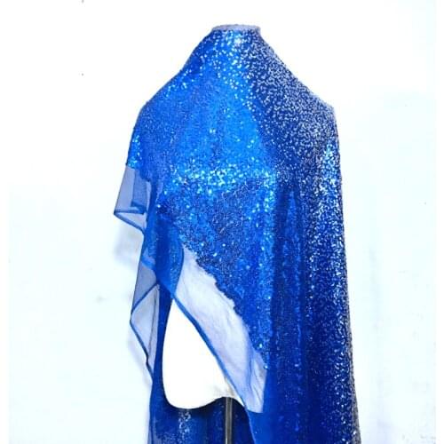 1Yard Hot Selling Blue With Siliver Sequins Fabrics For Girl Night Party Wedding Dress House Accessory Decoration M1103