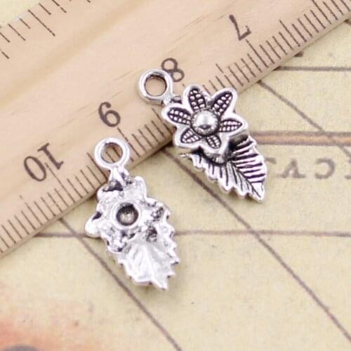 20pcs Charms Flower Leaf 22x11mm Tibetan Silver Color Pendants Antique Jewelry Making DIY Handmade Craft