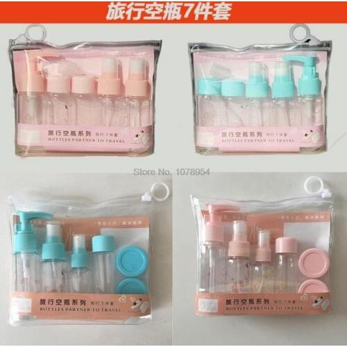 200set 7pcs/set Spray Refillable Bottles Kit Plastic Face Cream Lotion Makeup Container Home Travel Empty Spray Refill Bottles