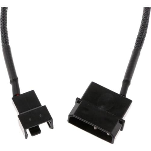 4-Pin Molex Male To 3-Pin/4-Pin PWM Male Sleeved Fan Extension Adapter Cable C90F