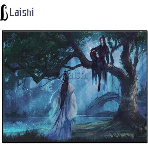 5D Diy Diamond Schilderijen Mo Dao Zu Shi Wei Wu Xian Lan Wang Ji Figuur Diamant Mozaïek Borduurwerk Volledige Ronde Kruissteek