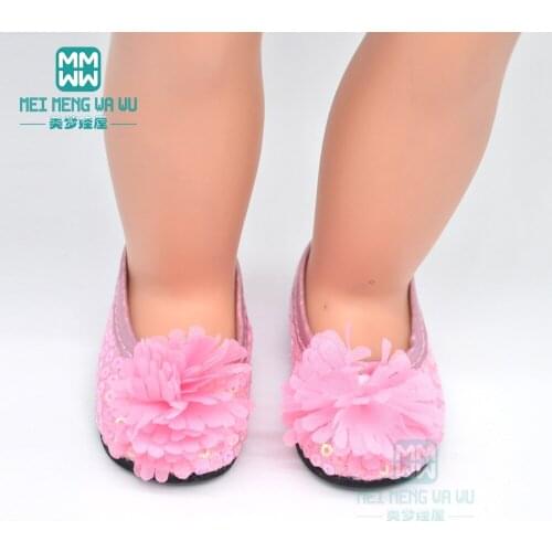 7.5cm 2018 New MIMI baby shoes sequined shoes for 45cm American doll and 43cm new born doll Accessories
