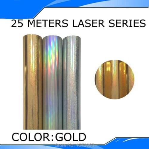 Free Fast Shipping PET Laser Heat Transfer Vinyl Film Cutting Plotter Gold Color 25 Meters/Roll