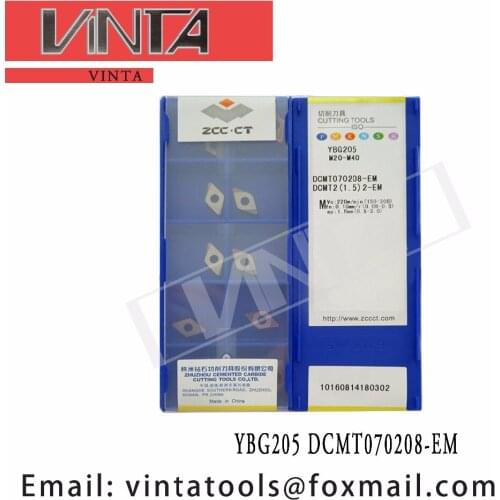 Free shipping high quality 10pcs/lots YBG205 DCMT070208-EM cnc carbide turning inserts