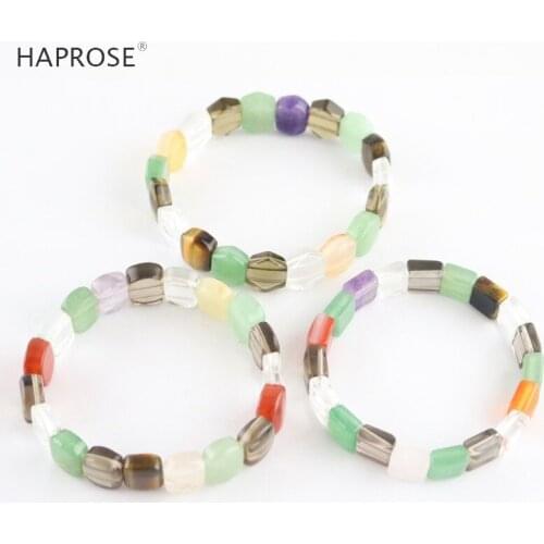 Natural crystal Bracelet 8mm Creative Jewelry Woman Dancing Bracelet Red and green Gemstone Scrub Agate Couple Bracelet