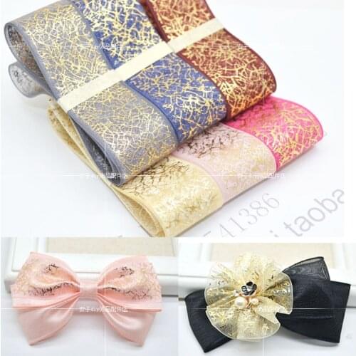 1meter 1"(25mm) Organza Bronzing Ribbon DIY Wedding Party Decoration Christmas New Year Gift Wrapping Handmade Hair Bow Material