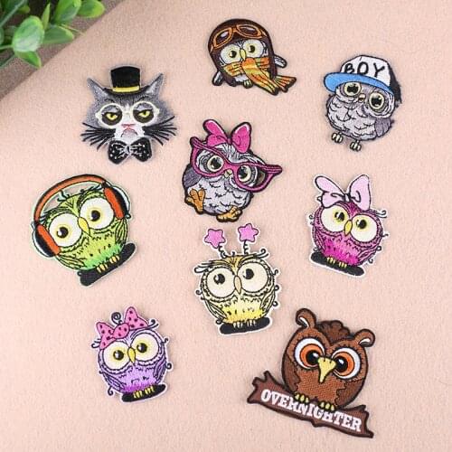 Baby Owl Embroidered Iron-On Patch Stalker Badges Cute Cartoon Patches For Clothes Stickers Applique Stripe On