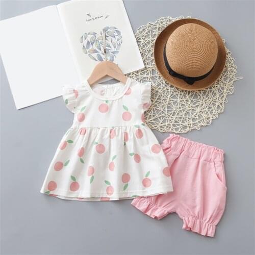 Kids Two Piece Cotton Outfits Girls Clothing Sets Summer Sleeveless Vest Fashion Sets Girls Clothing Casual Suit Floral