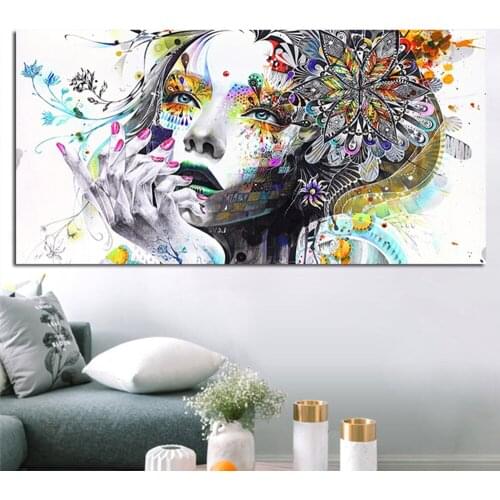 Girl Face With Flower Oil Painting Printed On Canvas Posters And Prints Home Decorative Pictures Decor For Bedroom No Frame