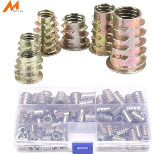 100pcs M6 M8 M10 Furniture Wood Hex Inserted Nuts Zinc Alloy Threaded Bolt Nuts Assortment