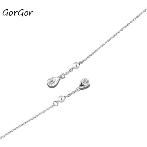 GorGor Drop Earrings Women 925 Sterling Pattern Water Drop Shape Mosaic Zircon Simplicity Exquisite Party Fashion Jewelry E2203