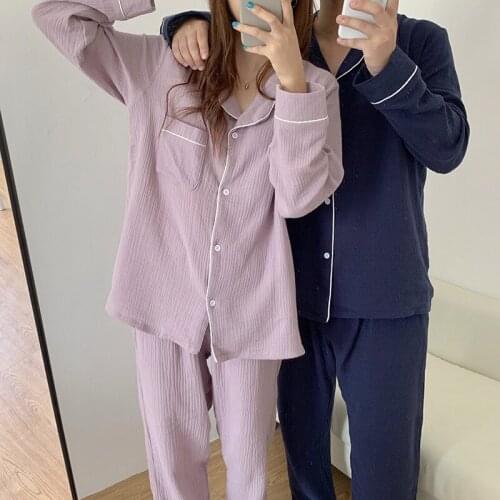 Cotton Sleeping Clothes For Home Suit Pajamas For Couples Sleepwear Family Pijama Lover Night Suit Men & Women Casual Pyjama