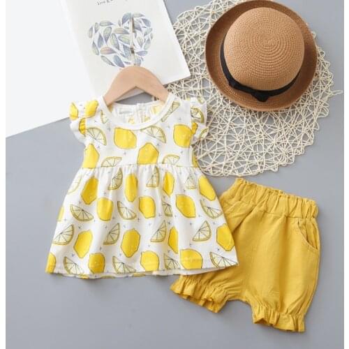 Two Pieces Cotton Girls Clothing Sets Summer Vest Sleeveless Children Sets Fashion Girls Clothes Suit Casual Print Outfits 1-3T