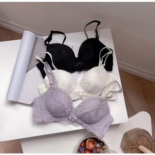 Fashion New Thin Cup ABC Small Cup Bra Set Women Sexy Underwear Sleepwear Comfortable Push Up Lingerie Wireless White Intimates