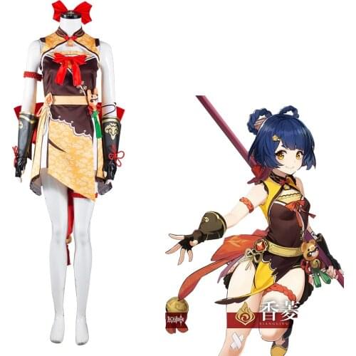 Genshin Impact Xiangling Cosplay Costume Women Dress Outfits Uniform Halloween Carnival Suit