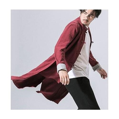 Cotton&linen men tang suit kung fu uniforms martial arts coat hanfu lay clothing garments taoist robe gown red/black/gray/blue