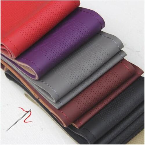 DIY Car Leather Steering Wheel Covers Braid on the Steering-wheel Auto Cover With Needle and Thread Interior Accessories Kits