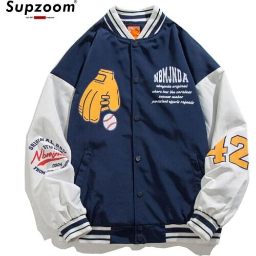 2021 Fashion New Arrival Single Breasted Character Loose Rib Sleeve Bomber Jacket Print Thin Baseball Suit Casual Trend Coat