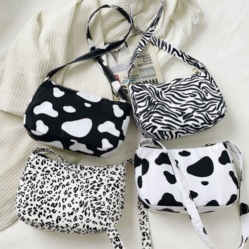 Fashion Women Cow Print Shoulder Bag Zebra Leopard Pattern Underarm Bags Ladies Hobos Female Small Handbags And Purses