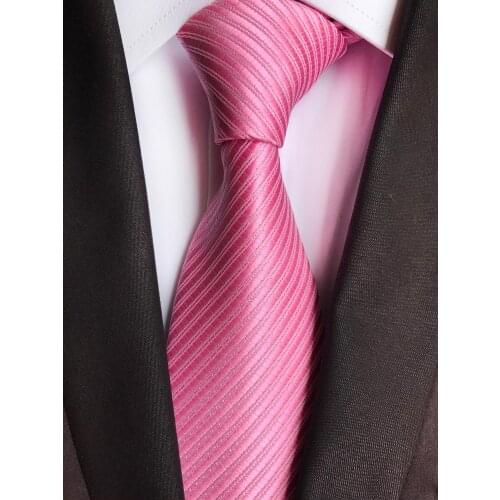 8cm Men Necktie Pink Striped Ties Cravat for Wedding Party