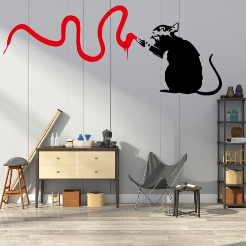 European-Style Banksy Mouse Sticker Waterproof Vinyl Wallpaper Home Decor For Boys Bedroom Decals Wall Decoration