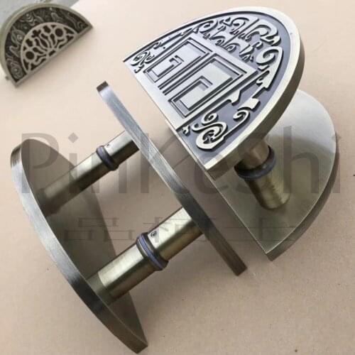 Half round green bronze glass door handles diameter 300mm