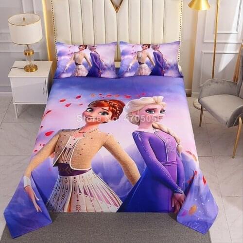 Lovely Frozen Elsa and Anna Princess Bed Linings Polyester Bedding for Girls Bedroom Bed Sheet Single Twin 3D Printed Kids