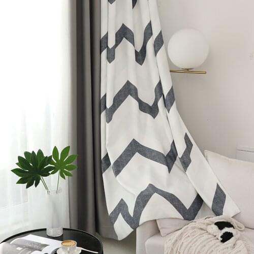 Modern Elegant Living Room Curtains Grey Strip Luxury Living Room Curtain Kitchen Flat Window Drapes Curtain