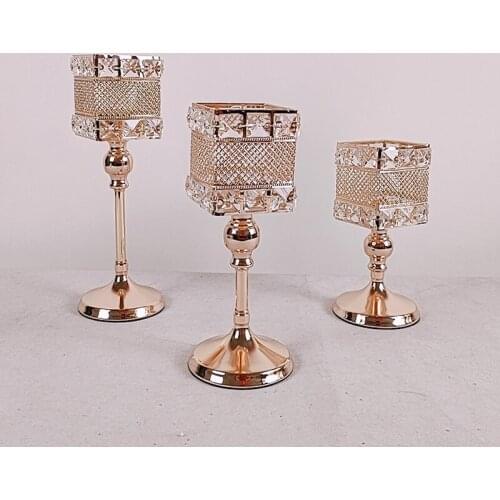 Wedding Centerpieces Decor Bars Gold Candlestick Metal Candle Lantern Tealight Candle Votive Holders