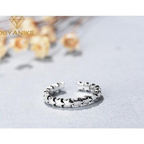 XIYANIKE 925 Sterling Silver Creative Simple Wire Loop Handmade Opening Rings For Women Wedding Party Trendy Jewelry Accessories