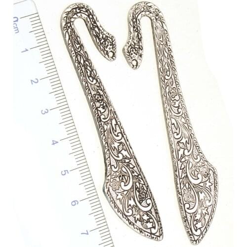 Bookmarks School Supplies Stationery Book Page Marker DIY Flat Flower Silver Plated Wholesales Metal Jewelry Fittings 80mm 5pcs