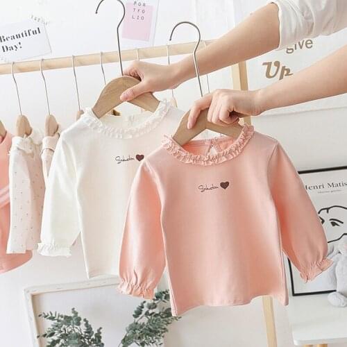2 3 4 5 Years Baby Girls Tshirt Baby Kids Cotton Long Sleeve Tops Autumn Childs Love Print Wooden Ear Tshirt for Girl New