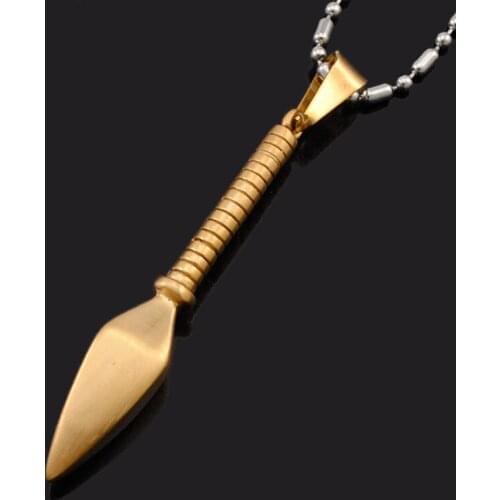 Dolaime Punk Ninja Spear Pendant Necklace Rhombic Shaped Pendants Stainless Steel, Rock Mens Jewelry Charm Gift,4 colors GP1804