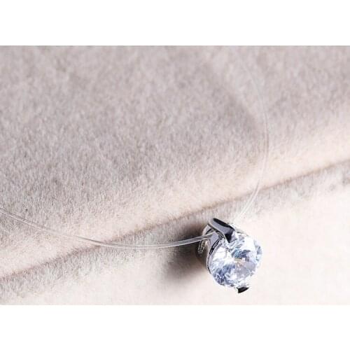 Women Fashion Invisible Fishing Line Zircon Pendant Necklace