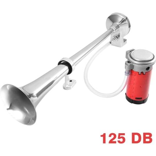 12V Car Air Horn 150DB Super Loud Universal Horn Single Trumpet Compressor 17 Inch 180 Hertz Horn For Car Truck Boat Motorcycle