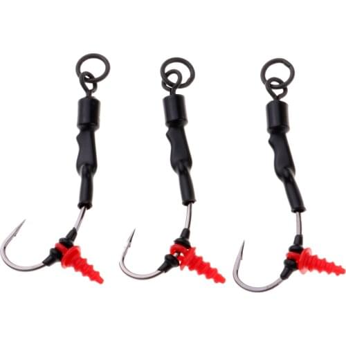 3pcs Carp Fishing Chod Rigs Ready Tied Chod Rigs Stiff Rigger Barbed Hooks