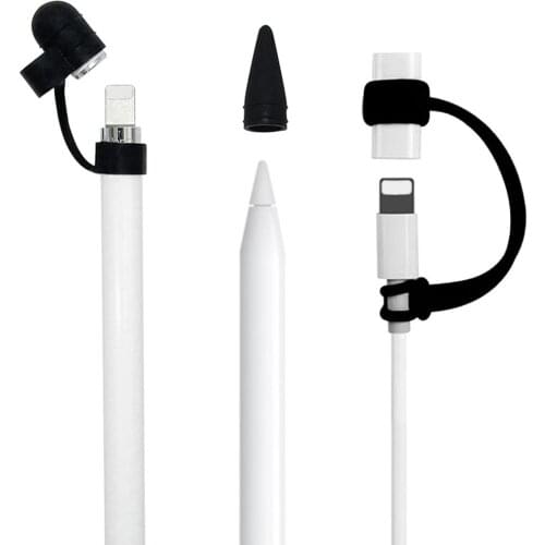 3 In 1 Soft Silicone Case Cover Anti Lost Strap Nib Cap Holder Cable Adapter Tether For Apple Pencil Mobile Phone Accessories