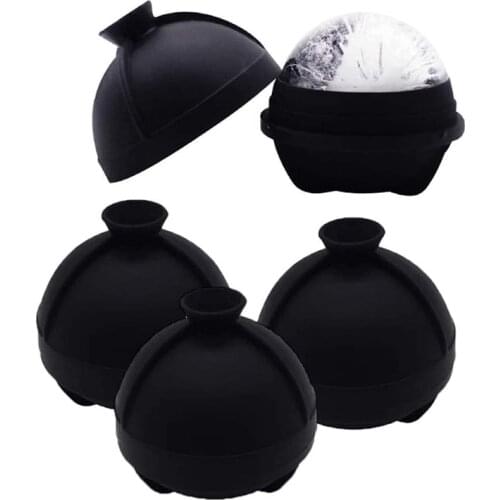 4 Pcs Ice Ball Molds - Silicone Sphere Ice Molds with Built-in Funnel-Makes Ice Cube Trays for Whiskey & Cocktails