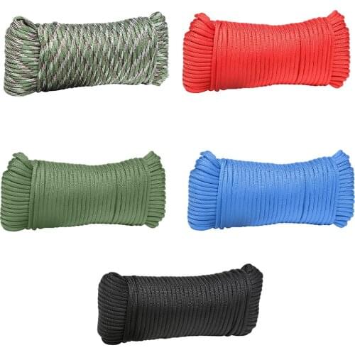 50m Climbing Rope 4mm Flexible 9-core Survival Strap Non-slip Wear-resistant Portable Outdoor Hiking Rescue Safety Rope