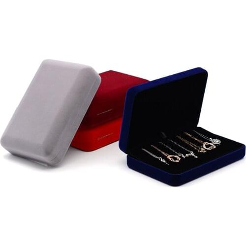 Velvet Necklace Jewelry Organizer Box Engagement Pendant Earring Tray Holder Storage Display Jewellery Set Case