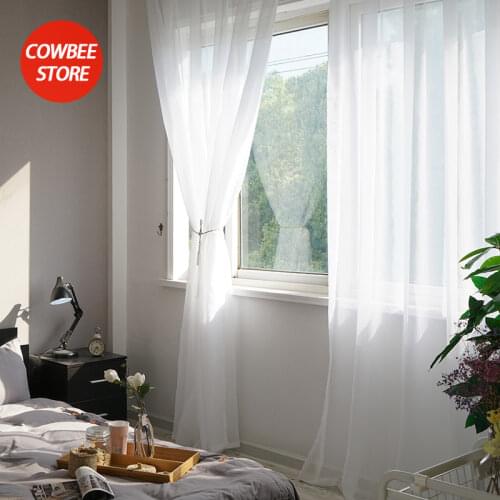 White Curtain Window Tulle for Living Room Bedroom Kitchen Finished Mordern Simple Sheer Window Backdrop Customized Curtain