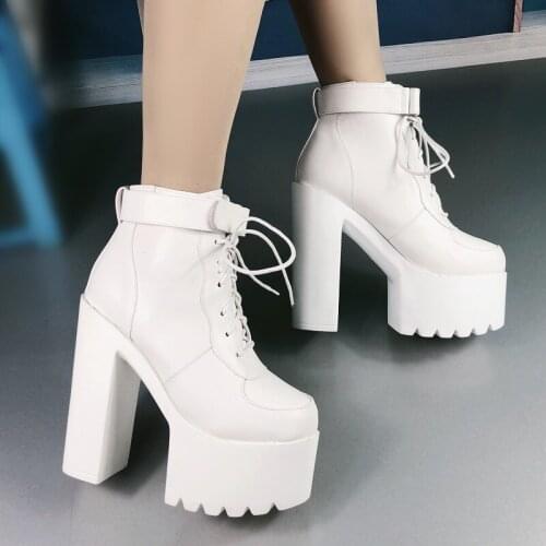2019 New Fashion Womens Shoes 15 cm Martin Boots European and America Sexy Square Heel Short Boots Ladies High Heel Ankle Boots