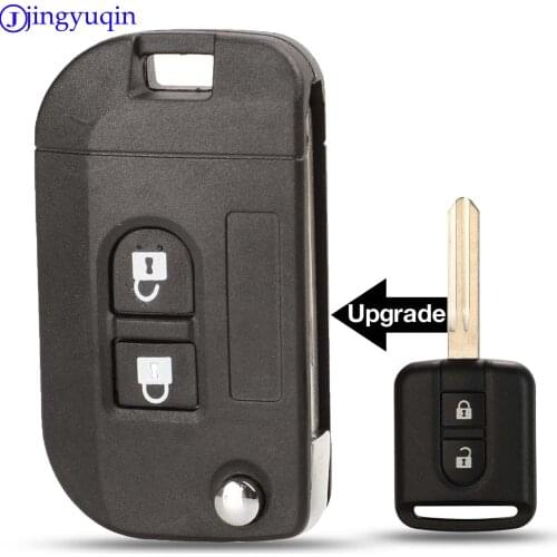 Jingyuqin 2 Buttons Flip Folding Remote Key Shell Car Case Fob Cover for Nissan Qashqai primera Micra Navara Almera Note Sunny