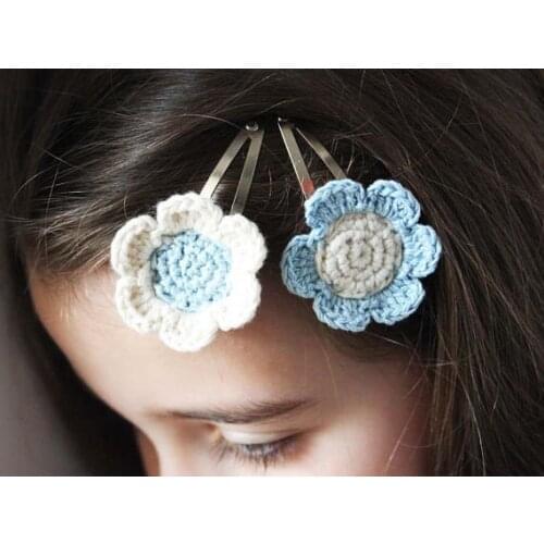 Baby Hairpin Hand Crochet Cotton Flower Hair Pin Baby Hair mixed color very cute and cheap nice quality