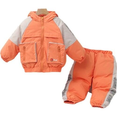 2021 Winter Kids Sportssuits 3 4-10Years Children Coat+Pants 2 Piece Tracksuit Baby Casual Down Hooded Jacket Set For Boys Girls